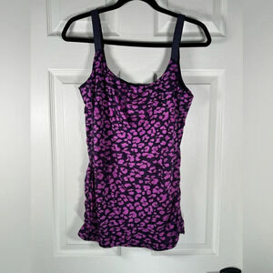 LULULEMON BARRE NONE TANK PURPLE/BLACK CHEETAH PRINT SZ 8